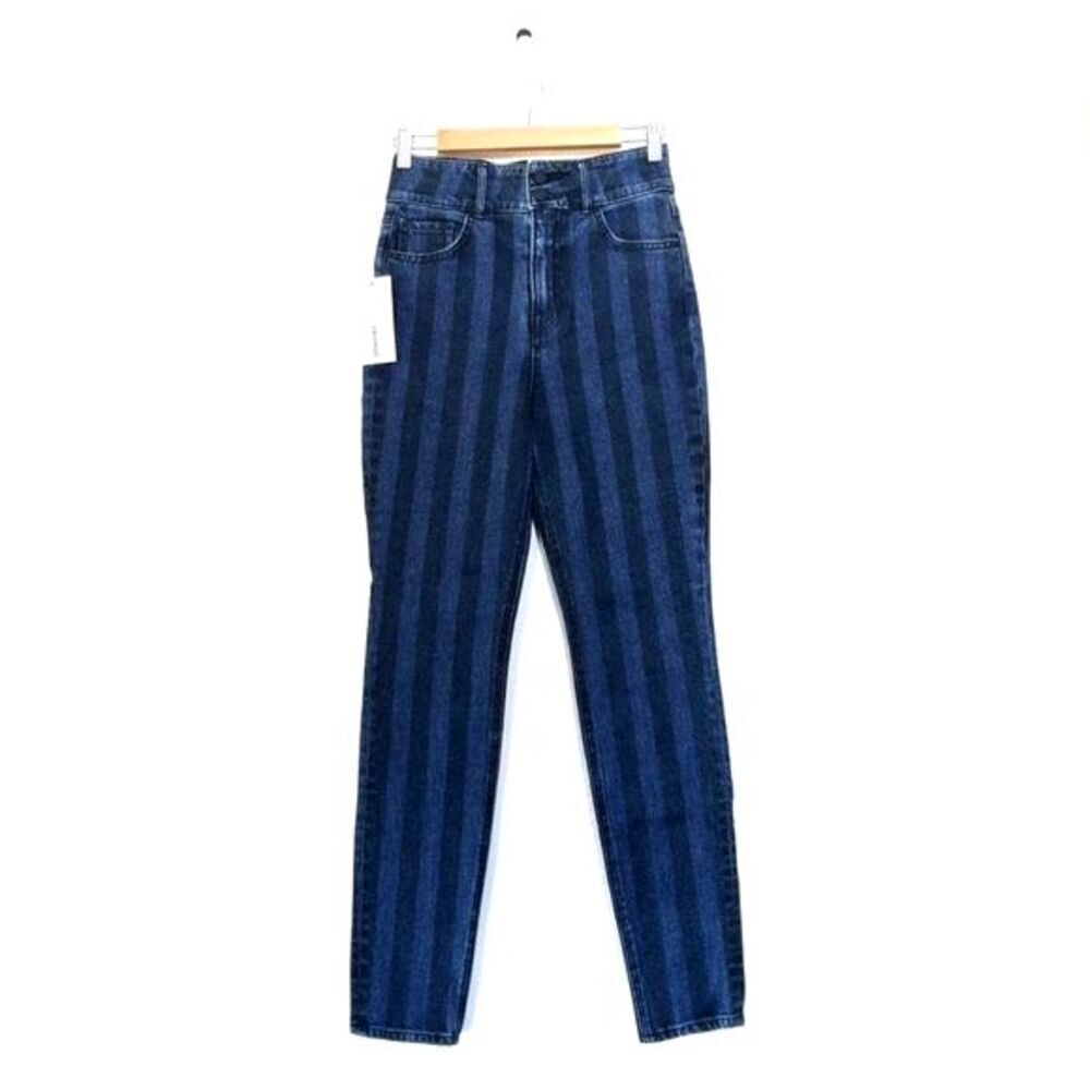 NWT GRLFRND Oriana Neopunk 90's Grunge High Rise Slim Jeans Black Stripe 26 Y2k